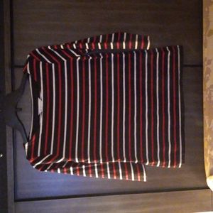 Shirt, Liz Claiborne, black w/red and white stripes
